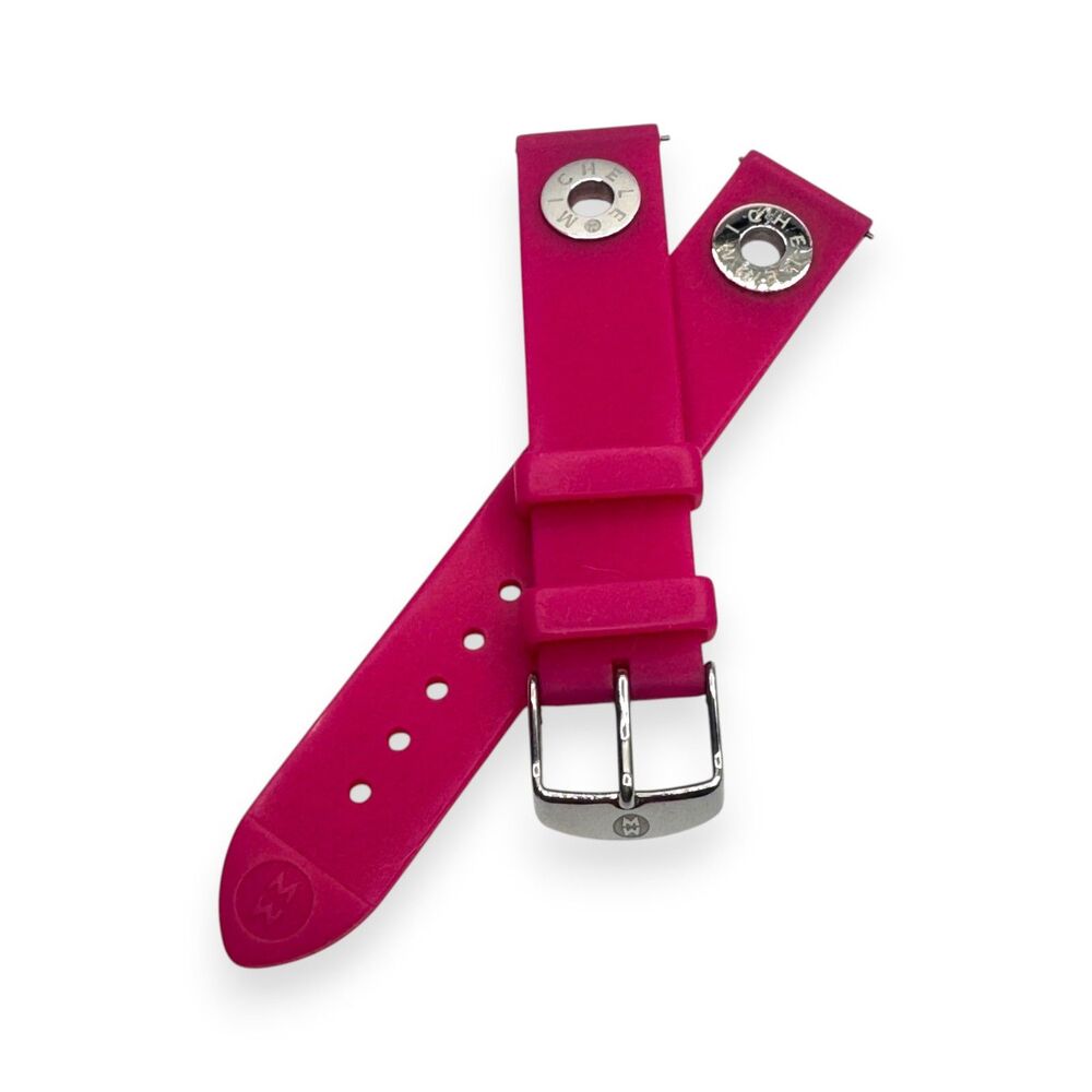 Michele 18mm Hot Pink Silicone Grommet Watch Strap